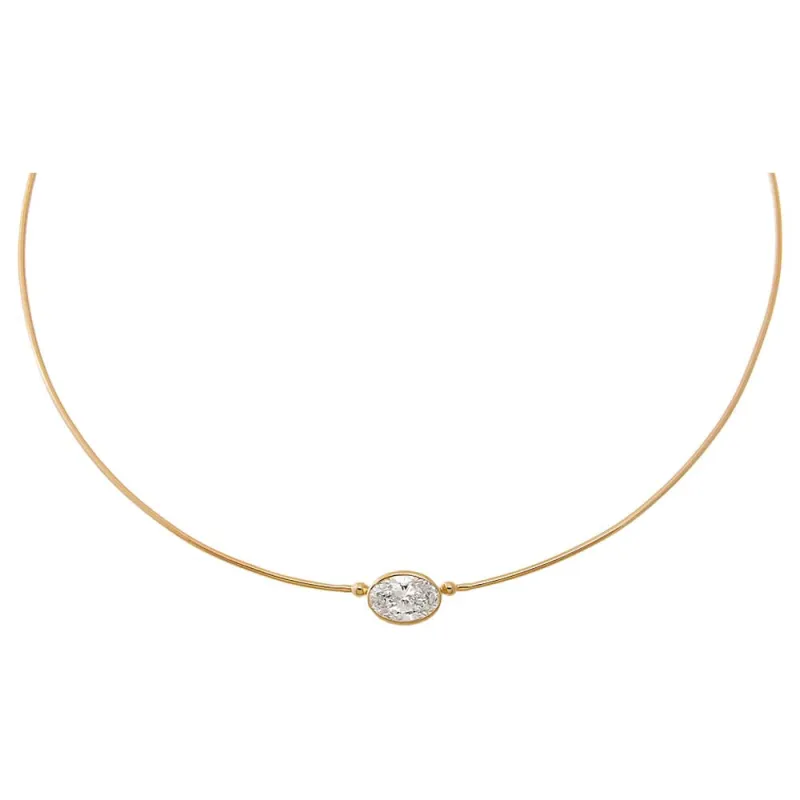 Lab Grown Diamond Oval Embedded Chain Necklace 14K sold by Adina Eden's