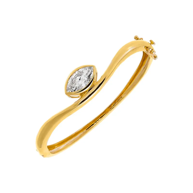 Lab Grown Diamond Marquise Bezel Bangle Bracelet 14K sold by Adina Eden's