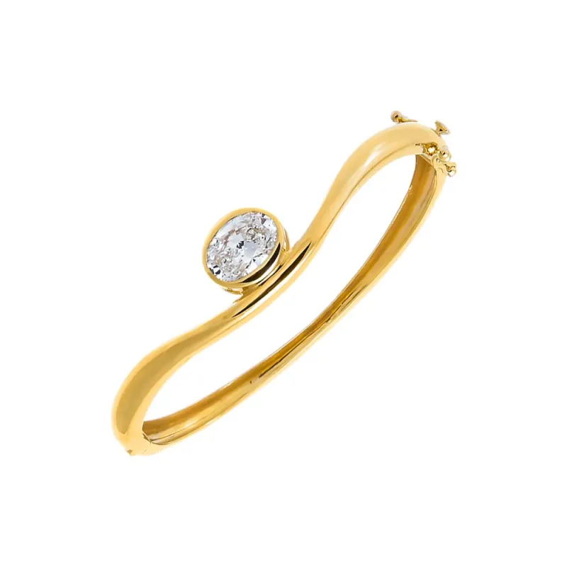 Lab Grown Diamond Oval Bezel Bangle Bracelet 14K sold by Adina Eden's
