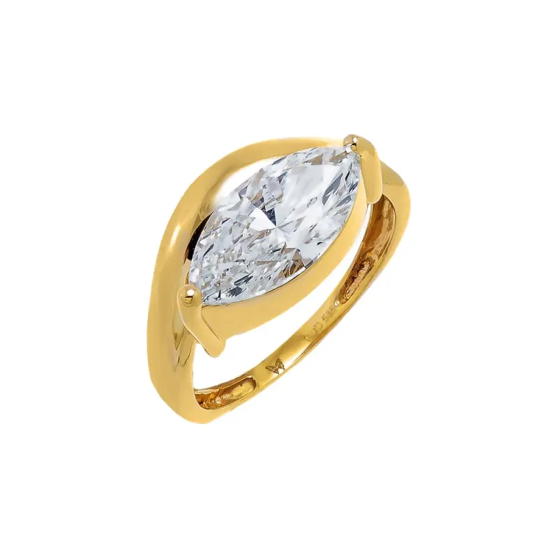 Lab Grown Diamond Marquise Swirled Pinky Ring 14K sold by Adina Eden's