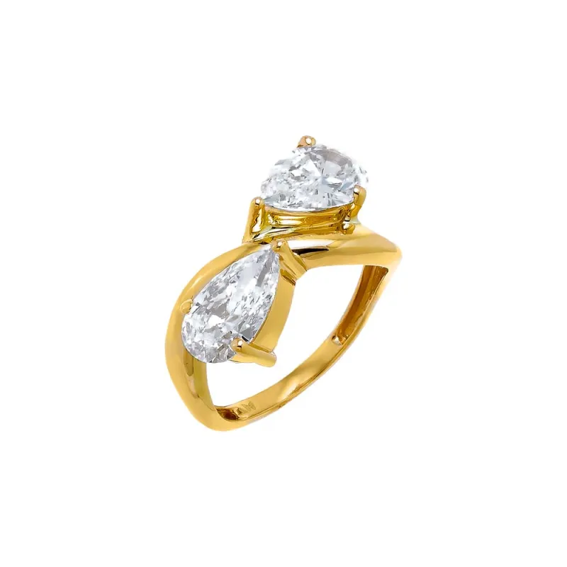 Lab Grown Diamond Double Pear Pinky Ring 14K sold by Adina Eden's