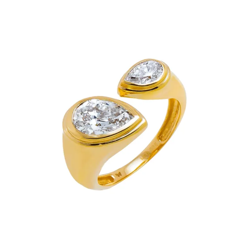 Lab Grown Diamond Double Pear Claw Ring 14K sold by Adina Eden's
