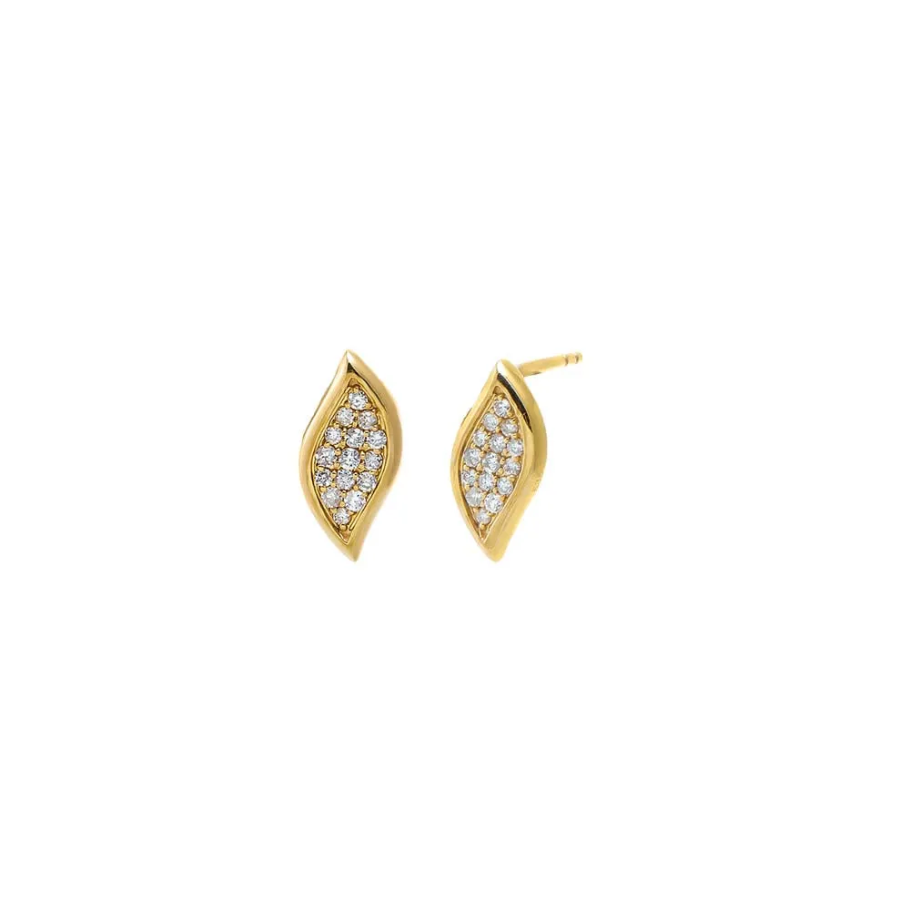 Diamond Pave Curved Marquise Stud Earring 14K sold by Adina Eden's