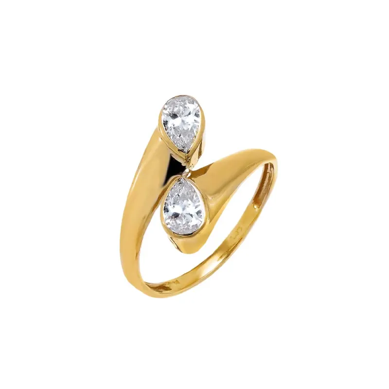 Lab Grown Diamond Double Pear Criss Cross Ring 14K sold by Adina Eden's