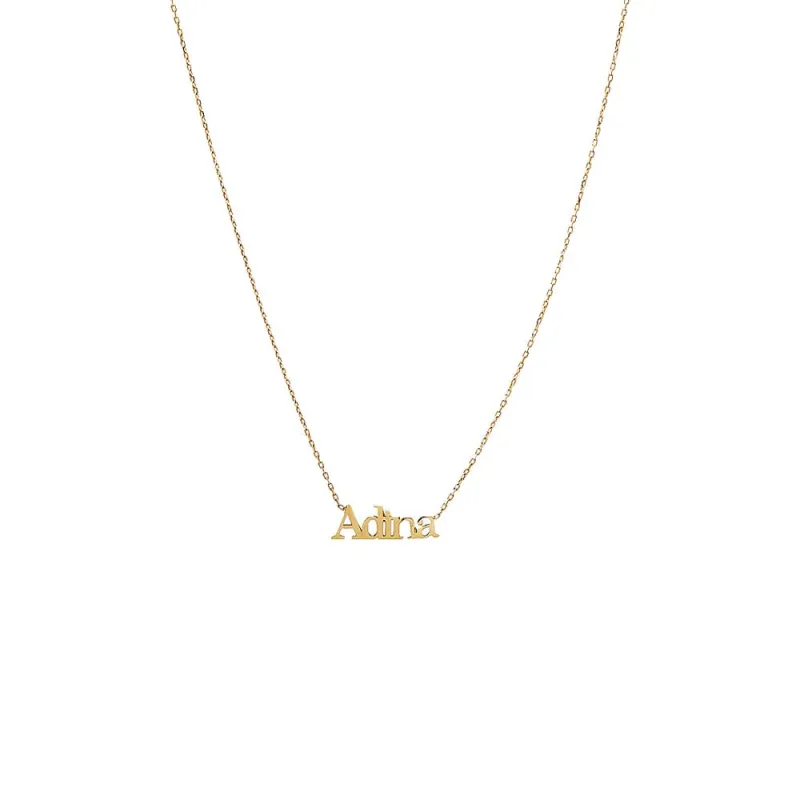 Mini Solid Nameplate Chain Necklace 14K sold by Adina Eden's