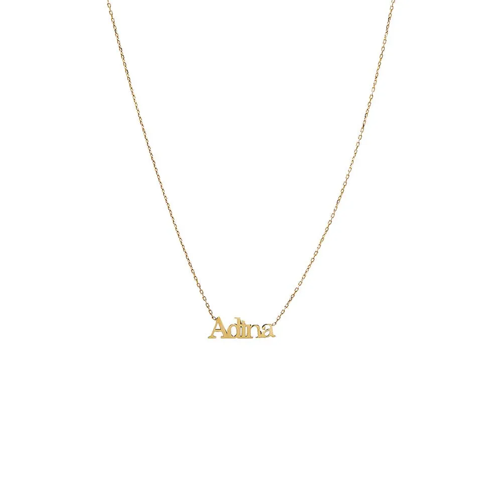Mini Solid Nameplate Chain Necklace 14K sold by Adina Eden's