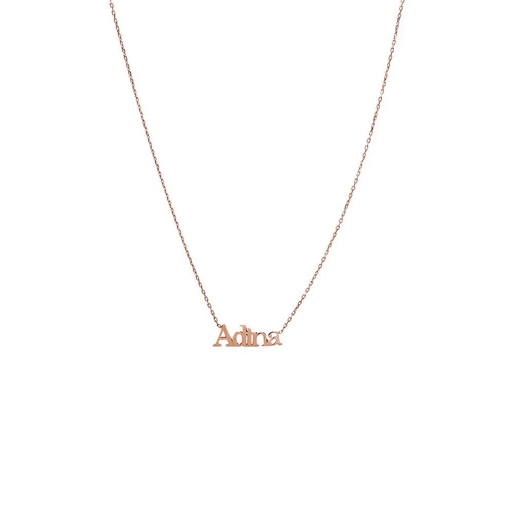 Mini Solid Nameplate Chain Necklace 14K sold by Adina Eden's product image thumbnail 2