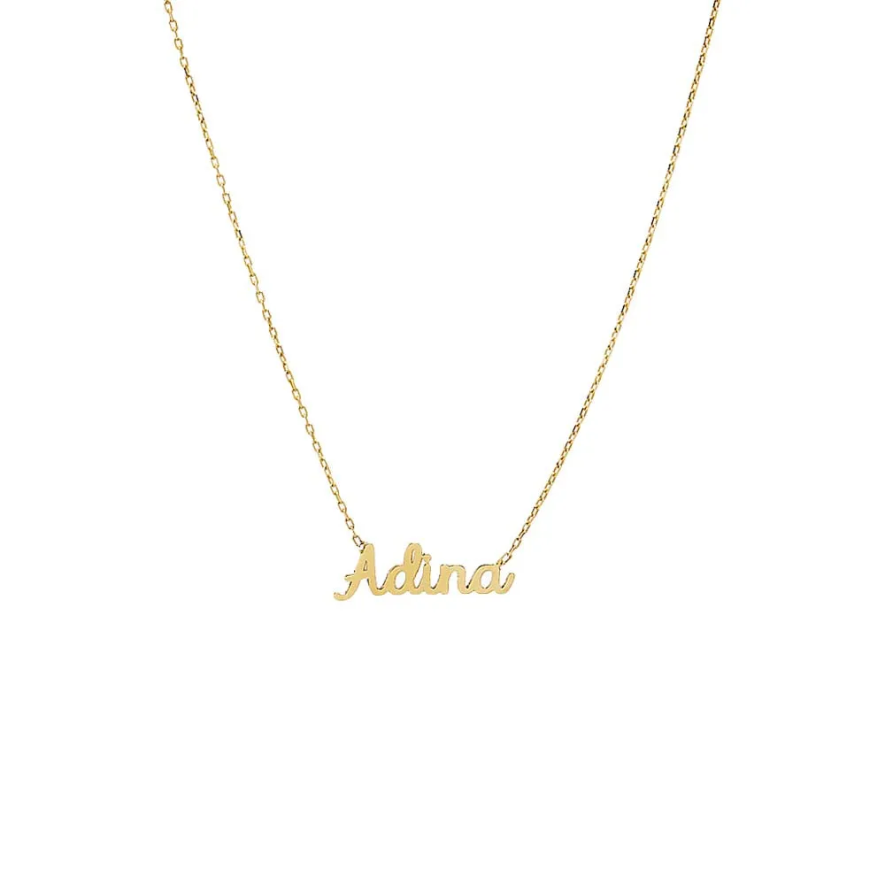 Solid Mini Script Name Necklace 14K sold by Adina Eden's