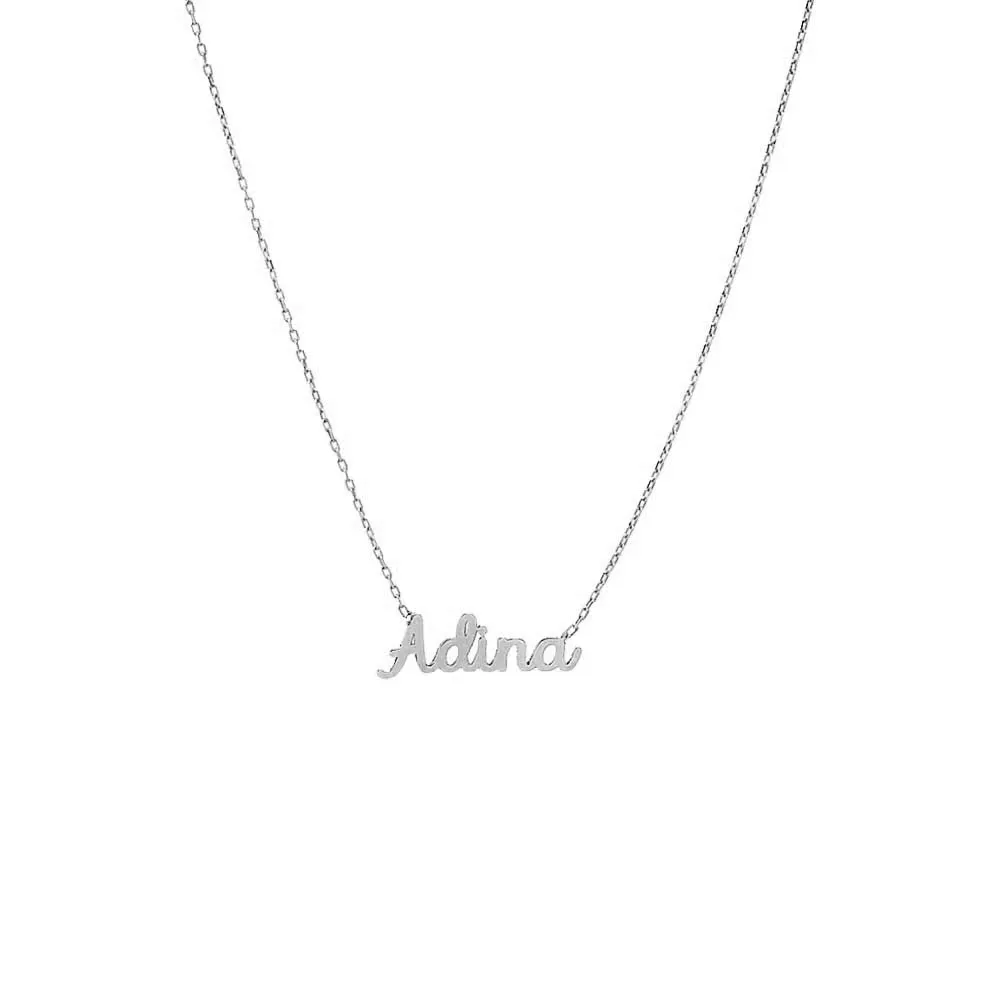 Solid Mini Script Name Necklace 14K sold by Adina Eden's product image thumbnail 3