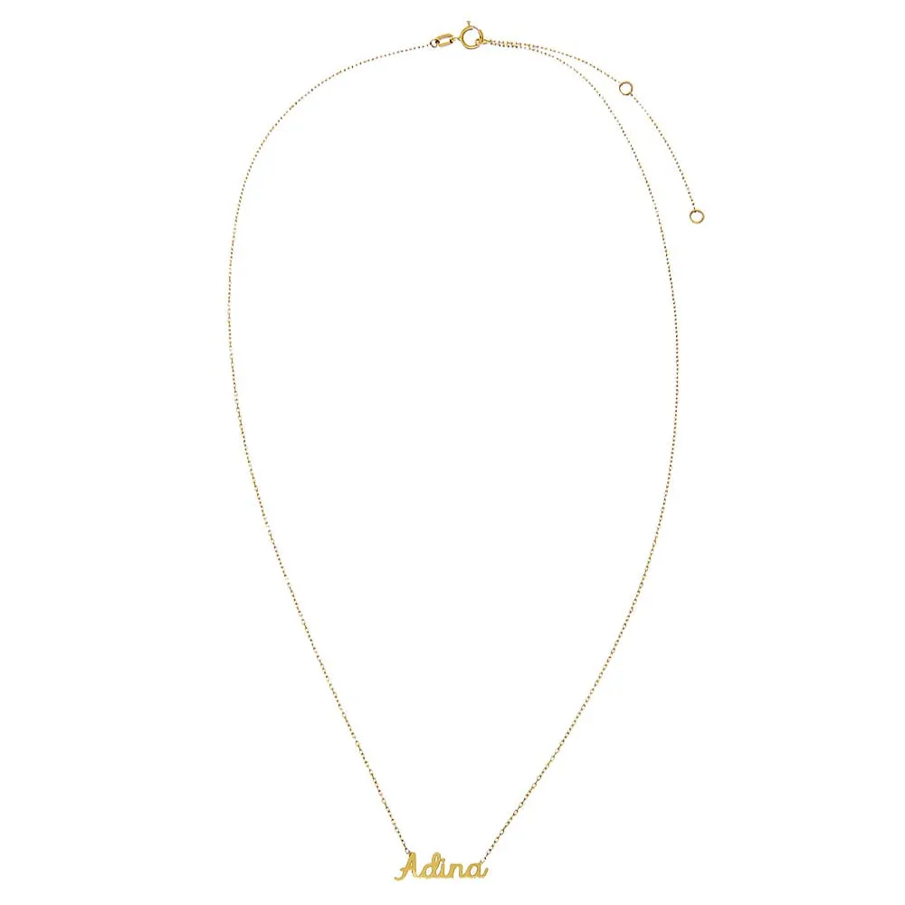 Solid Mini Script Name Necklace 14K sold by Adina Eden's product image thumbnail 2