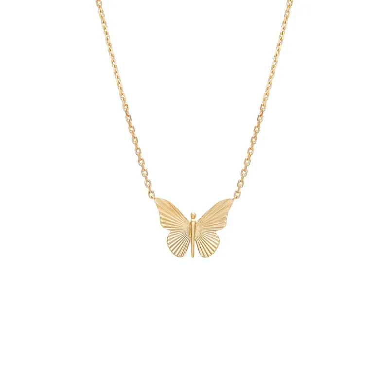 Ridged Butterfly Necklace 14K sold by Adina Eden's