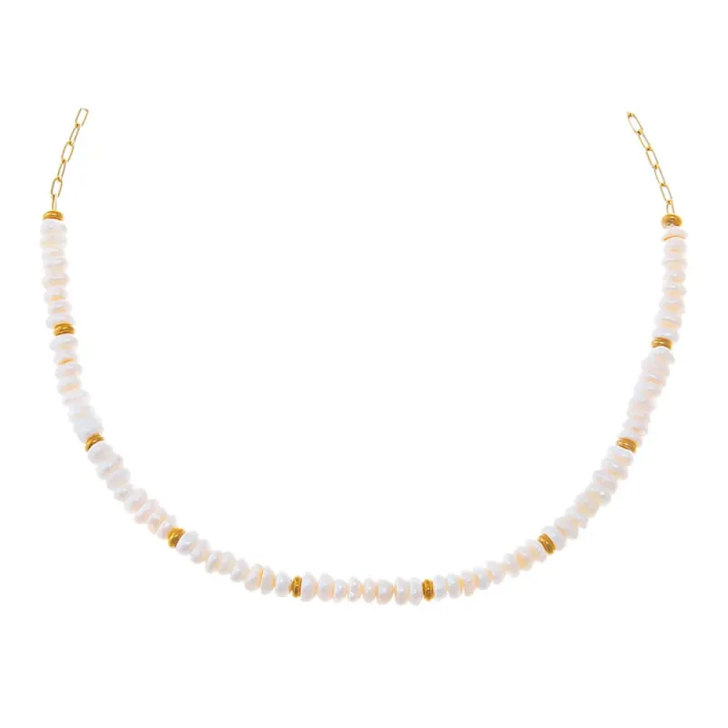 Gold Bead Freshwater Pearl Necklace sold by Adina Eden's