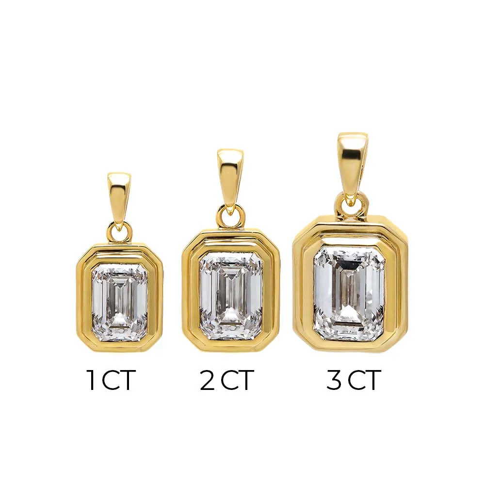 Lab Grown Diamond Emerald Bezel Pendant 14K sold by Adina Eden's product image thumbnail 3