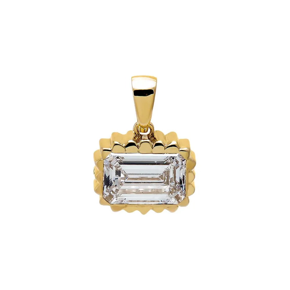 Lab Grown Diamond Bezel Emerald Pendant 14K sold by Adina Eden's