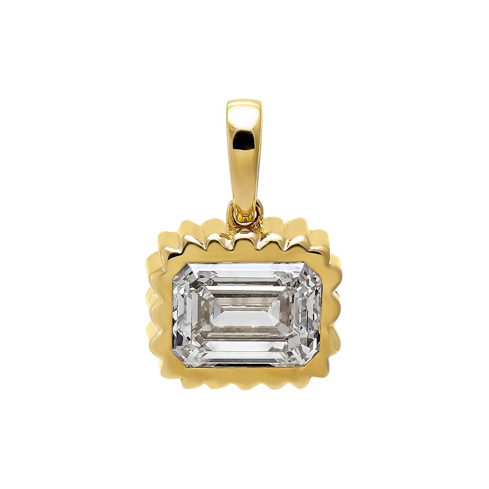 Lab Grown Diamond Bezel Emerald Pendant 14K sold by Adina Eden's product image thumbnail 2
