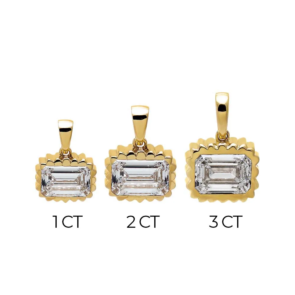 Lab Grown Diamond Bezel Emerald Pendant 14K sold by Adina Eden's product image thumbnail 3