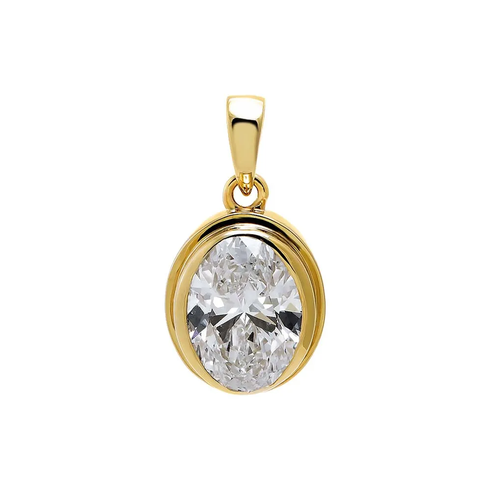 Lab Grown Diamond Oval Bezel Pendant 14K sold by Adina Eden's product image thumbnail 2