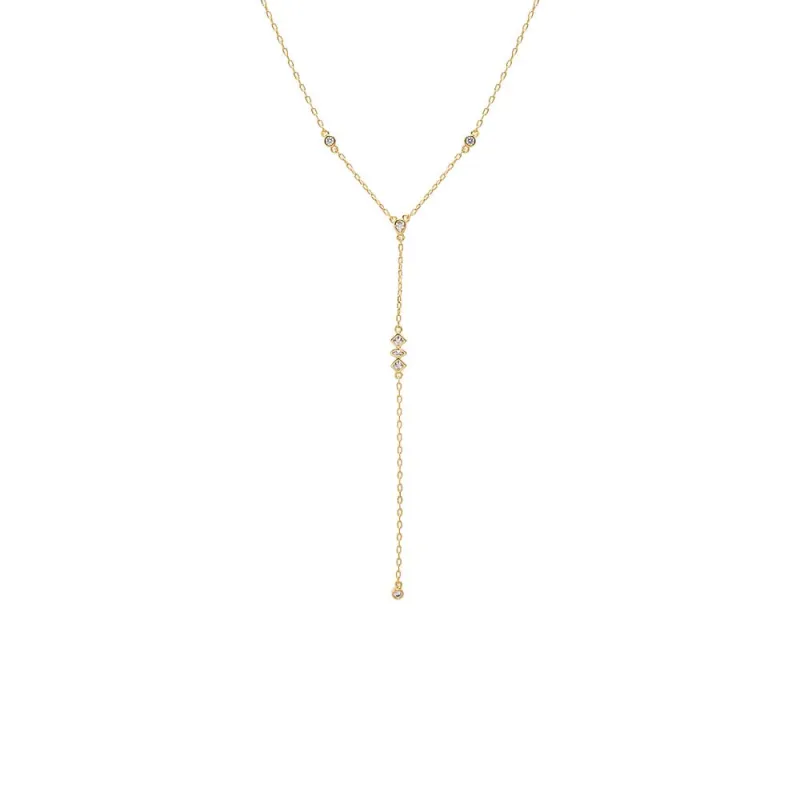 Multi CZ Station Lariat Necklace sold by Adina Eden's