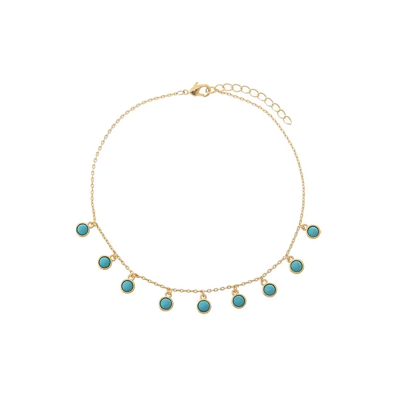 Turquoise Bezel Shaker Anklet sold by Adina Eden's