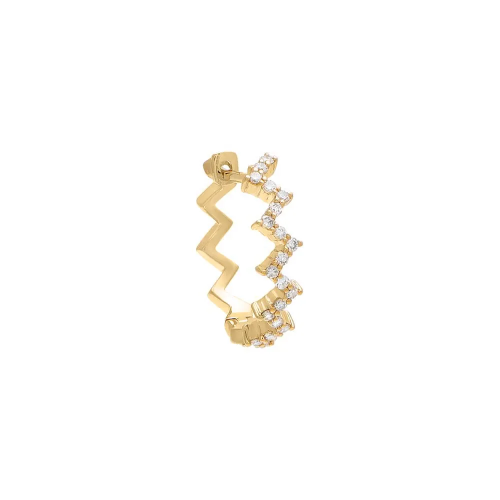 Diamond Zig Zag Pavé Huggie Earring 14K sold by Adina Eden's product image thumbnail 3