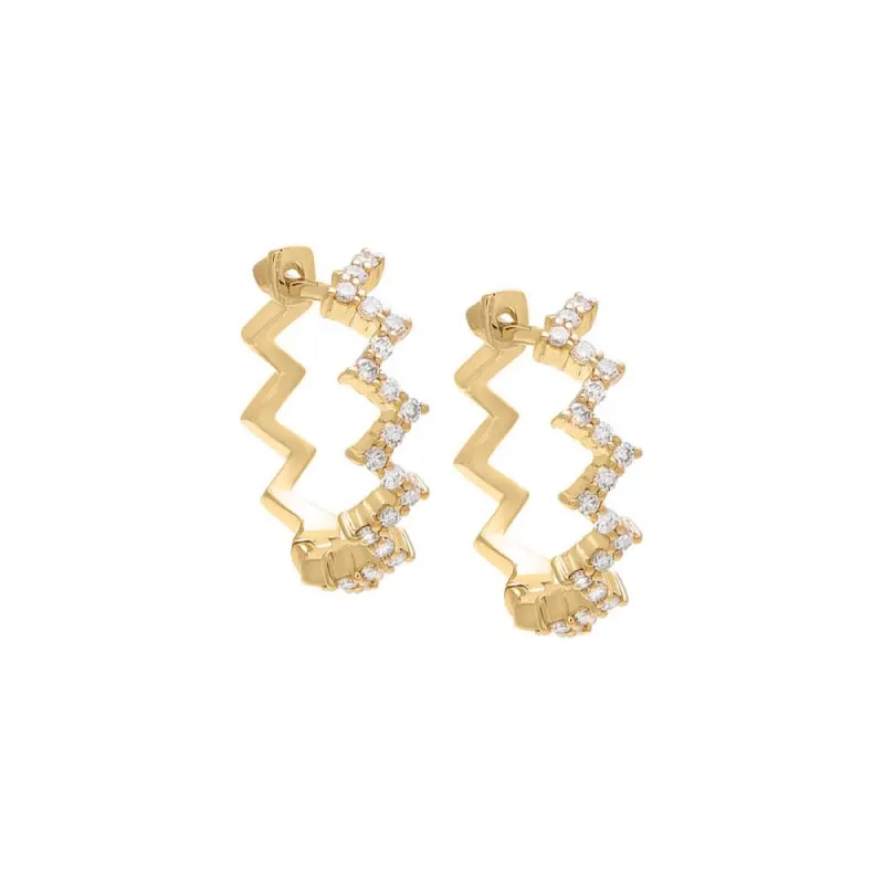 Diamond Zig Zag Pavé Huggie Earring 14K sold by Adina Eden's