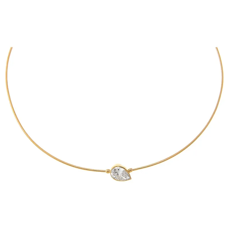 Lab Grown Diamond Pear Embedded Chain Necklace 14K sold by Adina Eden's
