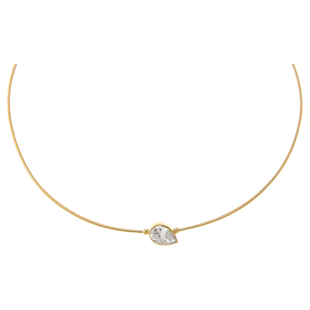 Lab Grown Diamond Pear Embedded Chain Necklace 14K sold by Adina Eden's