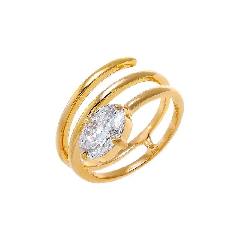 Lab Grown Diamond Oval Spiral Wrap Ring 14K sold by Adina Eden's