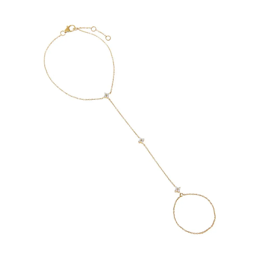 Diamond Multi Flower Cluster Hand Chain 14K sold by Adina Eden's