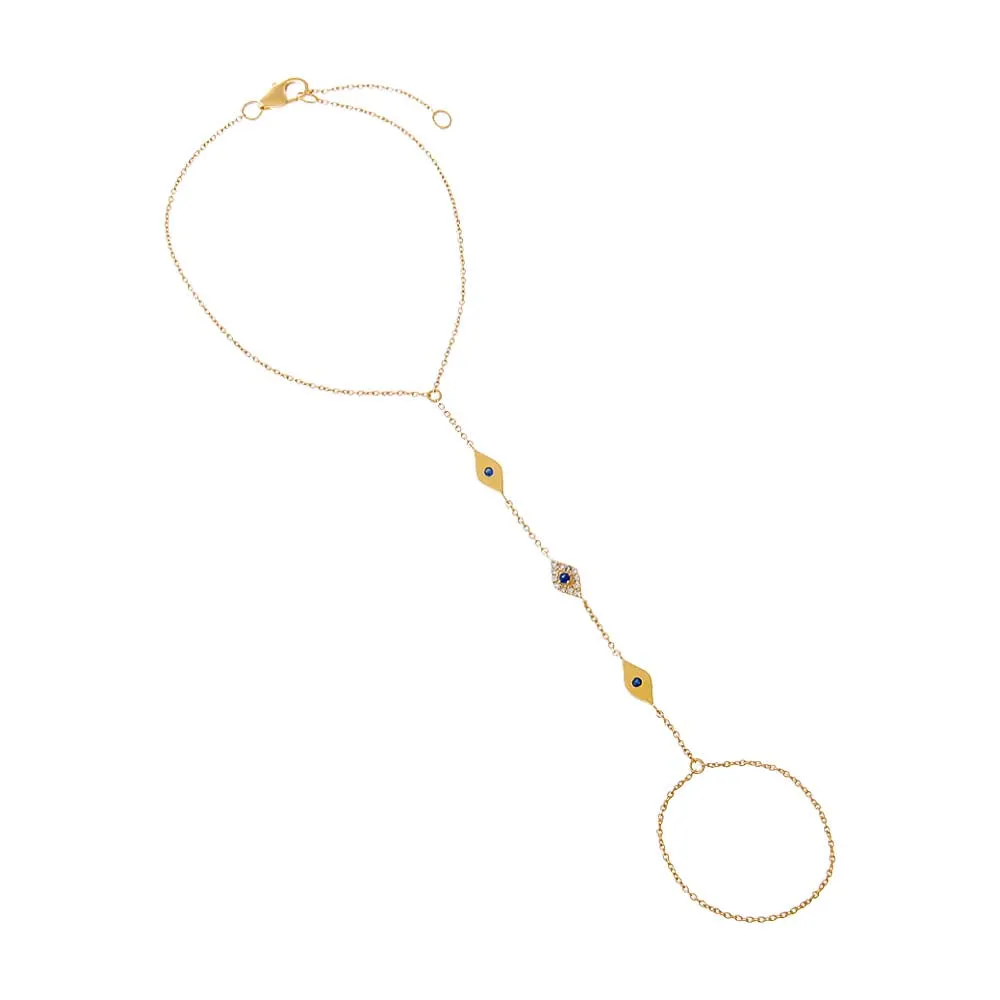 Diamond Multi Evil Eye Hand Chain 14K sold by Adina Eden's