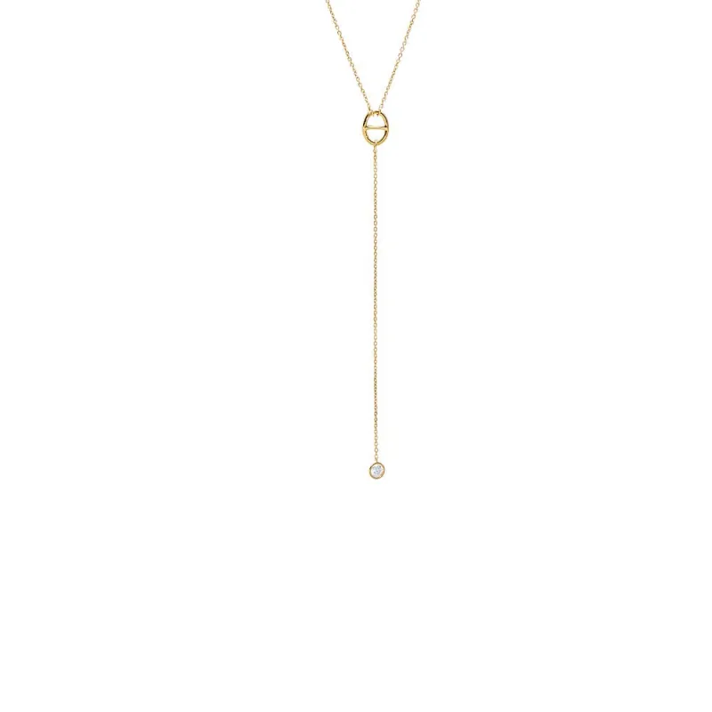 Mariner & Dangling Bezel Lariat Necklace 14K sold by Adina Eden's