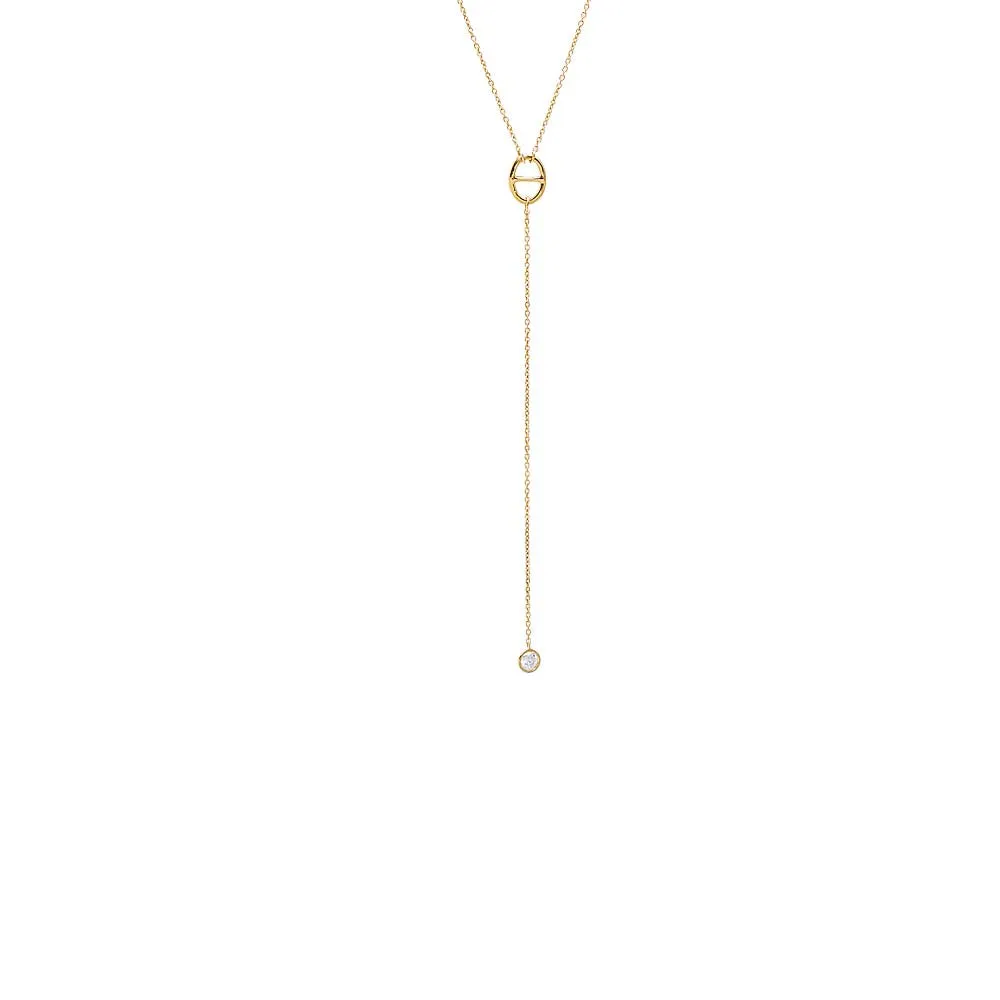 Mariner & Dangling Bezel Lariat Necklace 14K sold by Adina Eden's