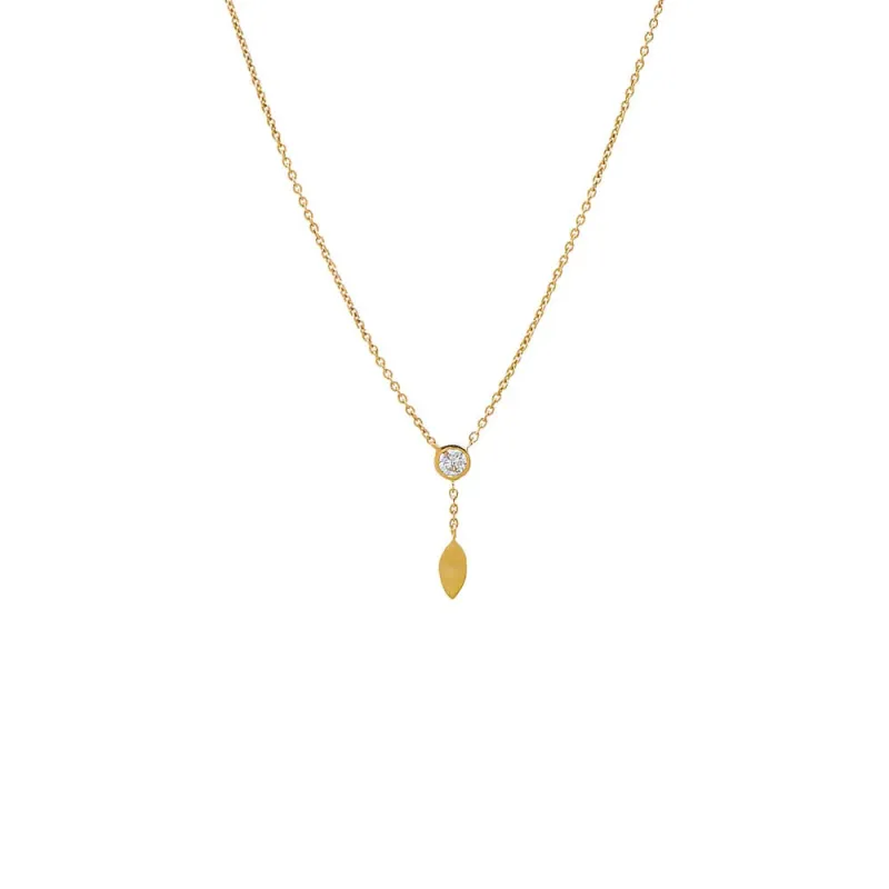 Diamond Bezel Curb Link Drop Lariat Necklace 14K sold by Adina Eden's