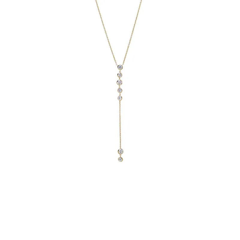 Lab Grown Diamond Vertical Drop Lariat Necklace 14K sold by Adina Eden's