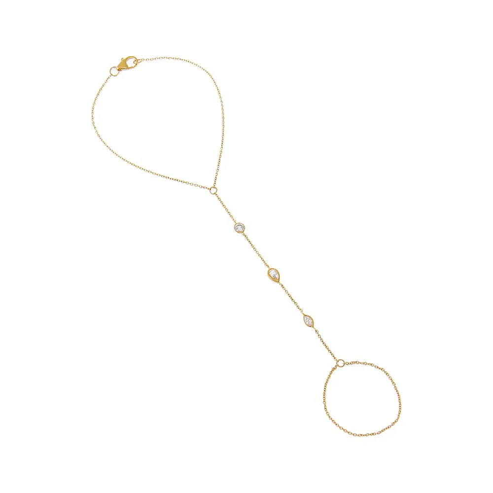 Lab Grown Diamond Multi-Shape Bezel Hand Chain 14K sold by Adina Eden's