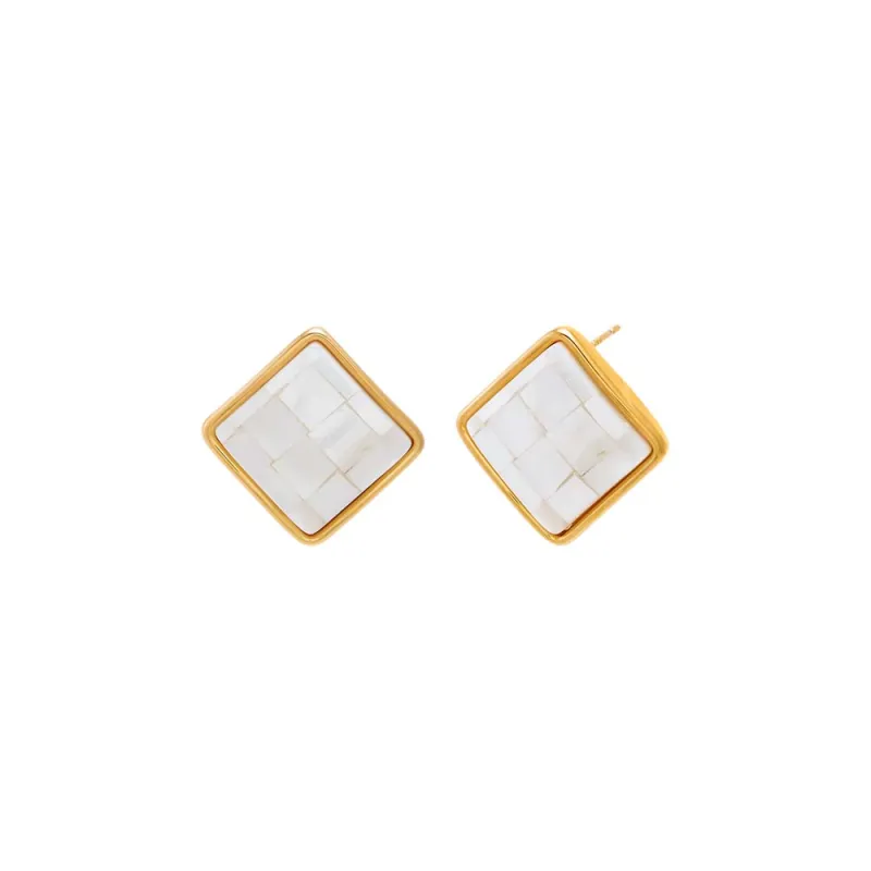 Mother of Pearl Square Stud Earring sold by Adina Eden's