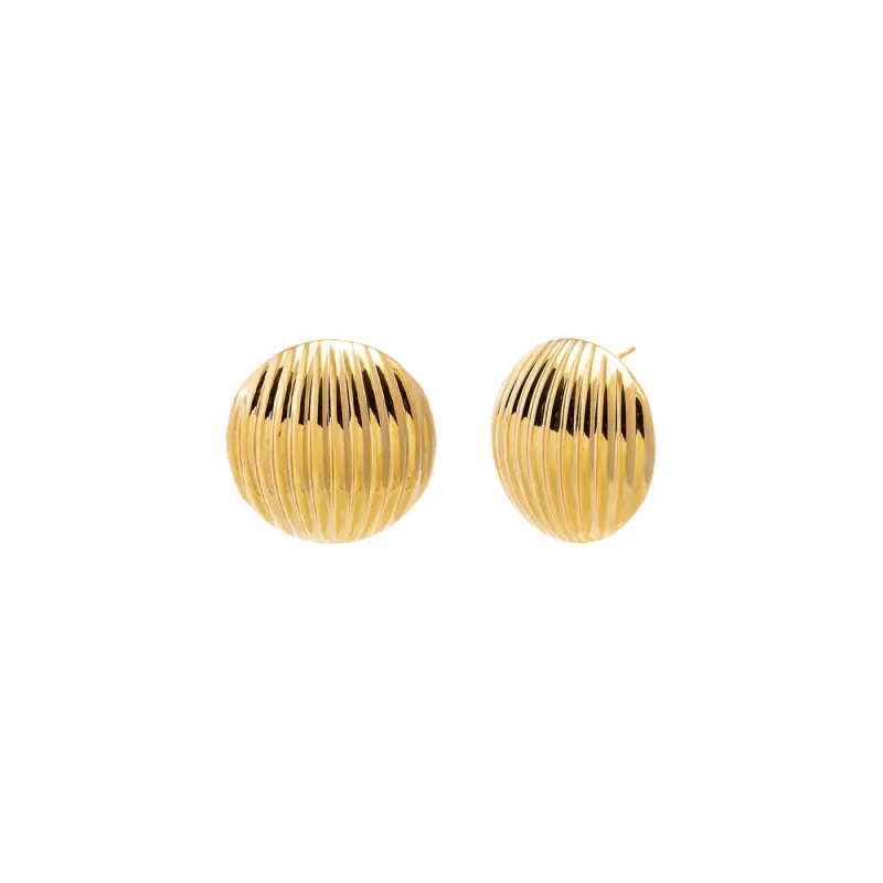 Gold Ribbed Dome Stud Earring sold by Adina Eden's