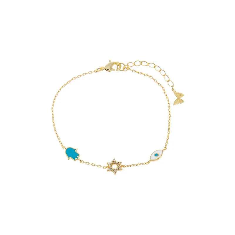 Turquoise Jewish Charms Bracelet sold by Adina Eden's