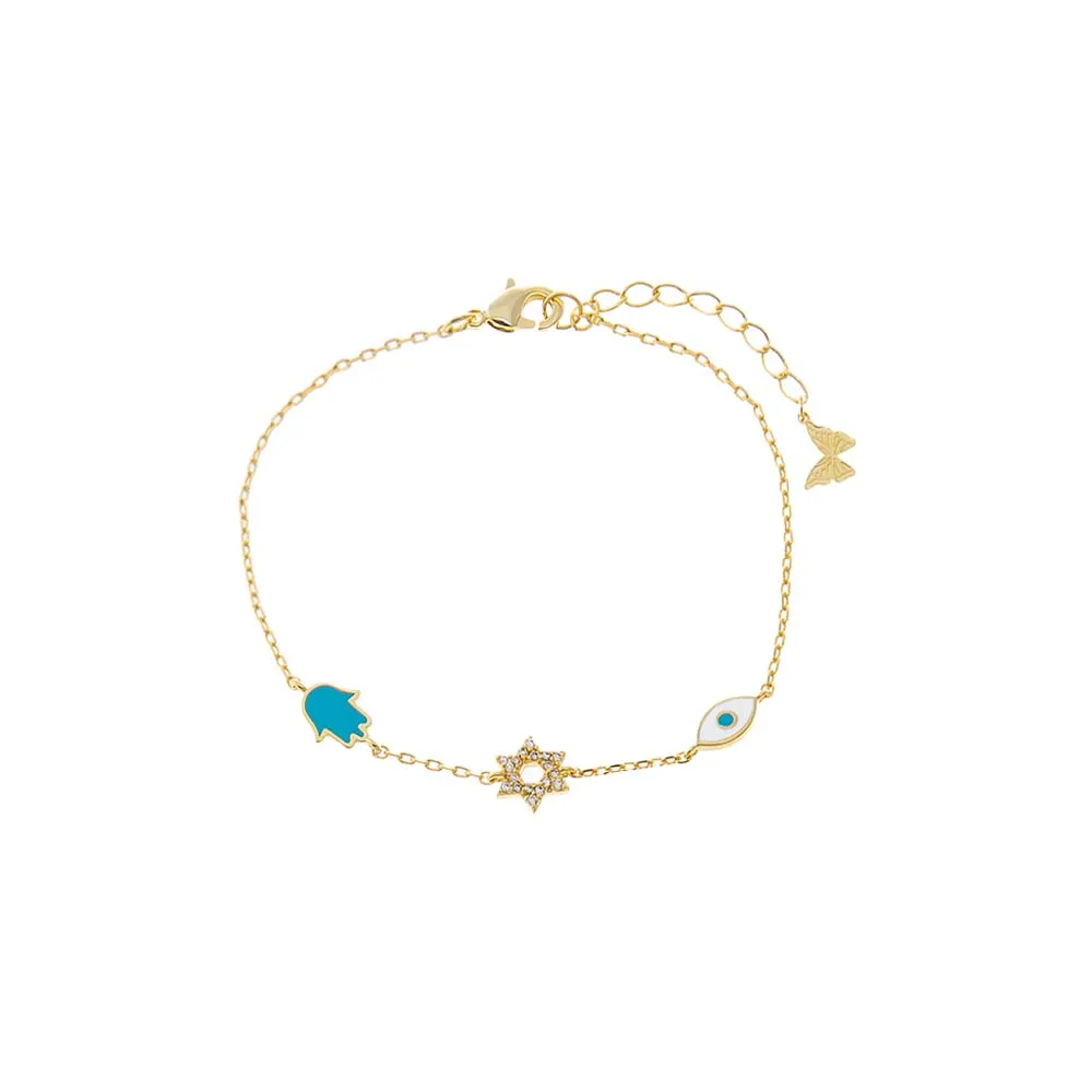 Turquoise Jewish Charms Bracelet sold by Adina Eden's