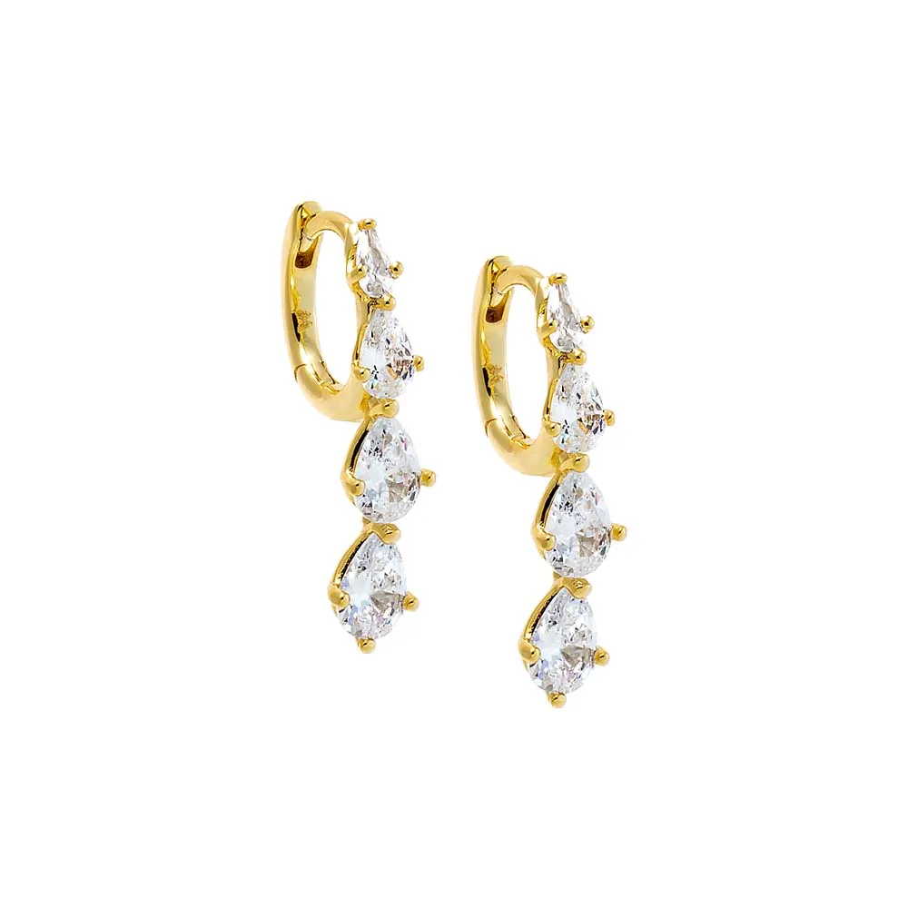 Teardrop CZ Cascade Huggie Earrings sold by Adina Eden's