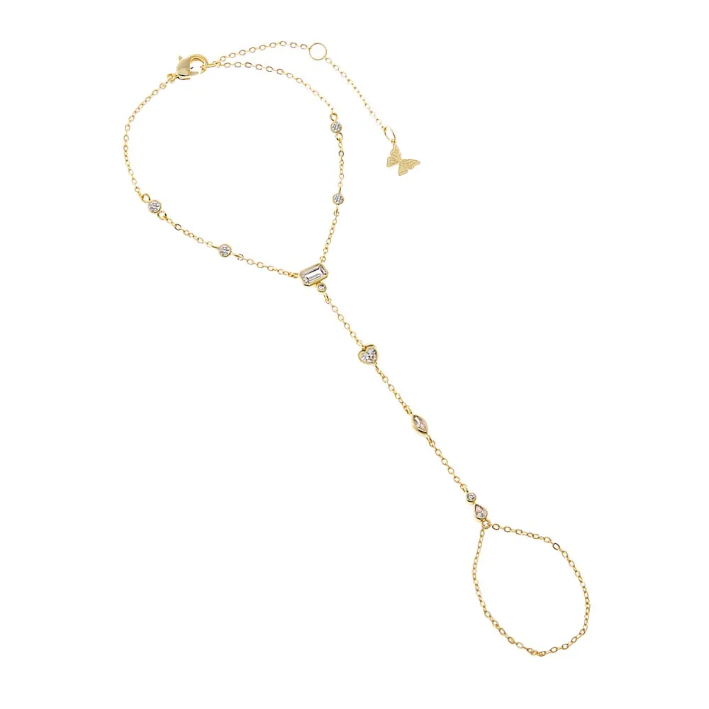 CZ Multi Shape Bezel Hand Chain Bracelet sold by Adina Eden's