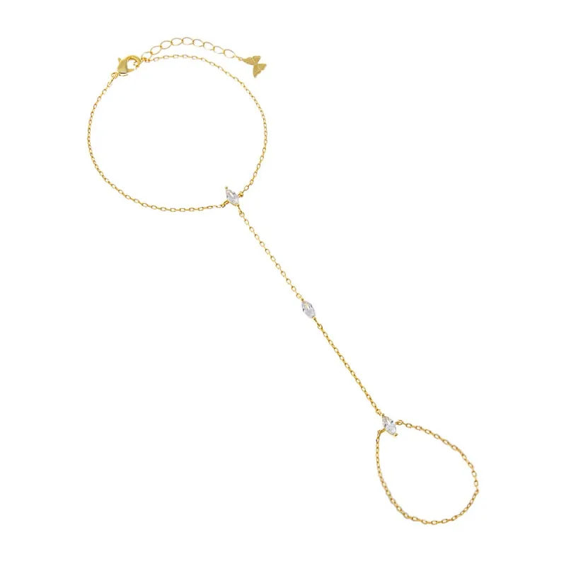 Multi CZ Marquise Hand Chain Bracelet sold by Adina Eden's