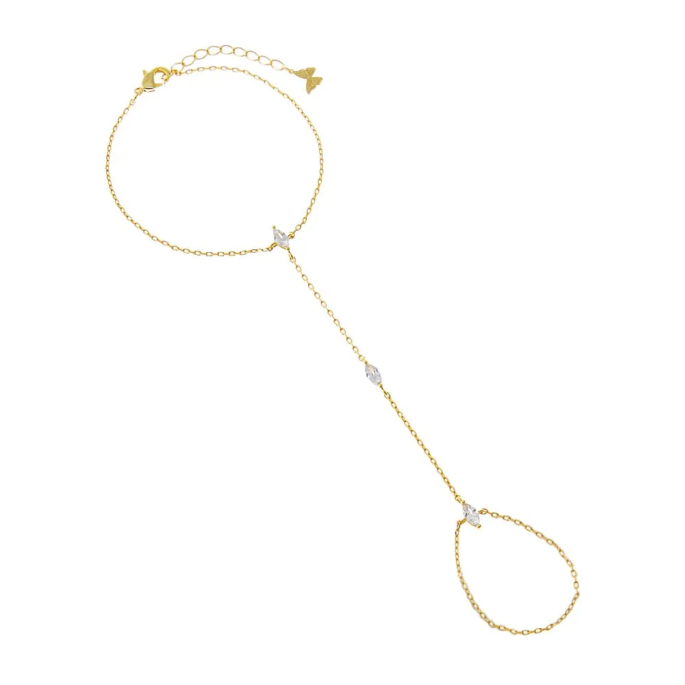 Multi CZ Marquise Hand Chain Bracelet sold by Adina Eden's