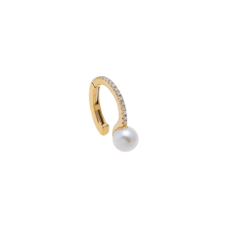 Diamond Pearl Ear Cuff 14K sold by Adina Eden's