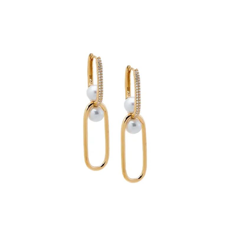 Diamond Pearl Link Earring 14K sold by Adina Eden's