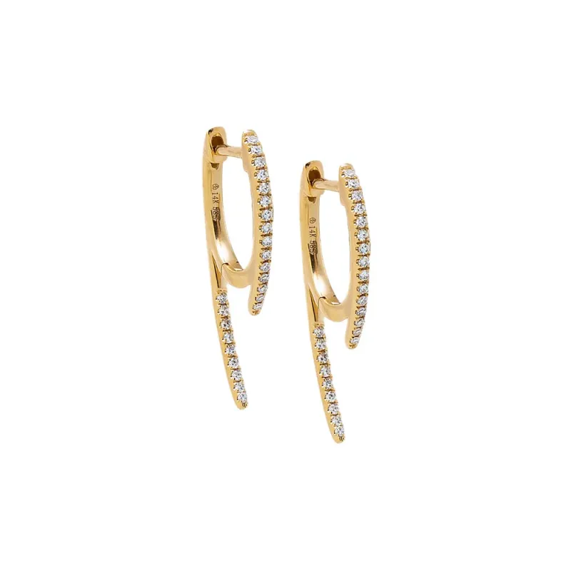 Diamond Curved Claw Huggie Earring 14K sold by Adina Eden's