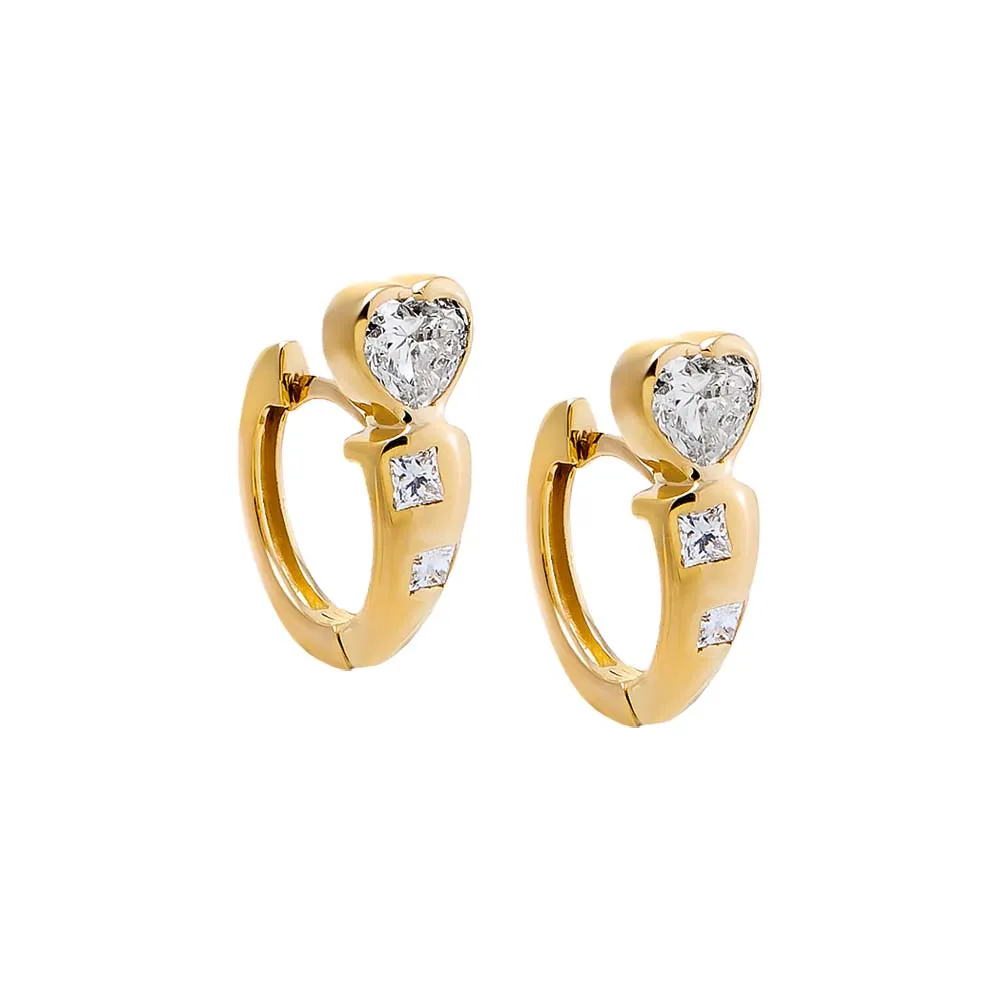 Lab Grown Diamond Heart Top Huggie 14K sold by Adina Eden's