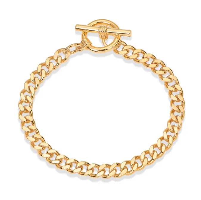 Gold Curb Chain Toggle Bracelet sold by Adina Eden's