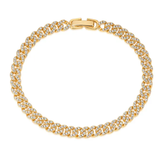 CZ Pave Cuban Bracelet sold by Adina Eden's