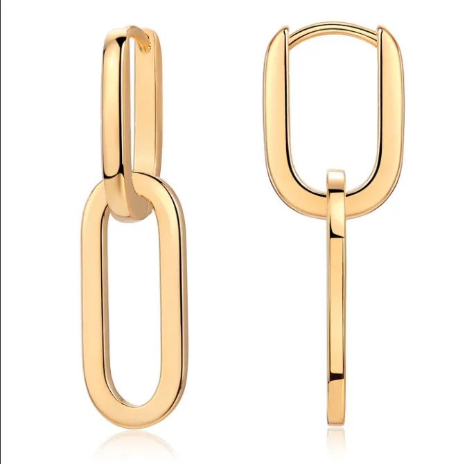 Gold Link Drop Earring sold by Adina Eden's